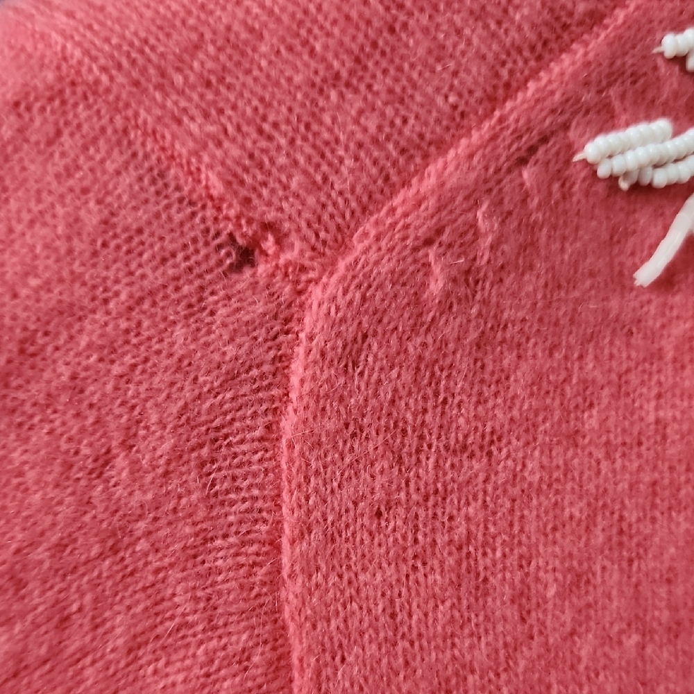 Original Vintage Chic Coral Embroidered Women's Cardigan Sz S/M - Picture 9 of 10